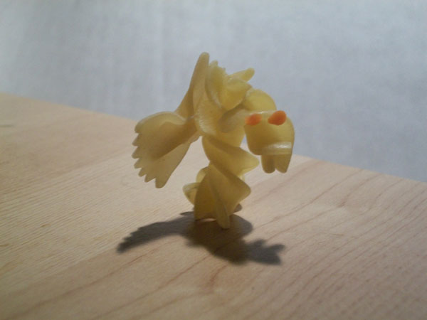 A pasta picture of a dragon