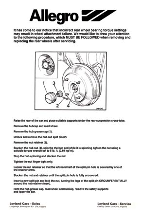 Allegro Torque Settings  (postcard)