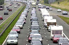 The M25 and a traffic jam